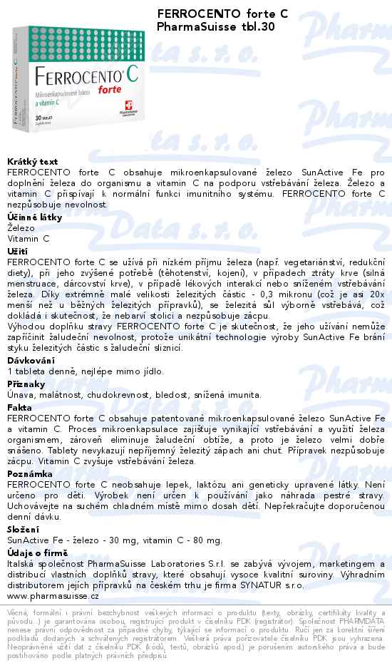 FERROCENTO forte C PharmaSuisse tbl.30
