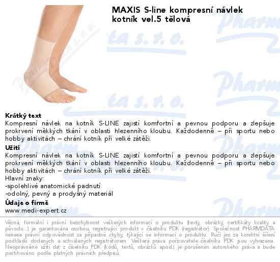 MAXIS S-line kompresnĂ­ nĂˇvlek kotnĂ­k vel.5 tÄ›lovĂˇ