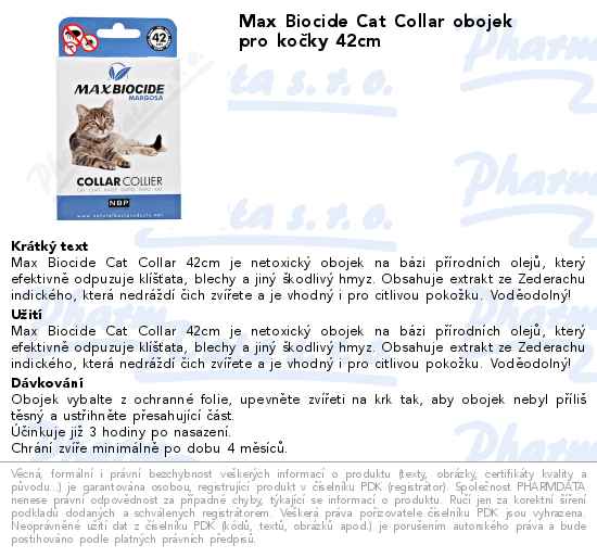 Max Biocide Cat Collar obojek pro koÄŤky 42cm