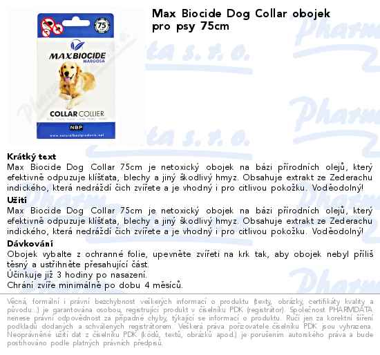 Max Biocide Dog Collar obojek pro psy 75cm