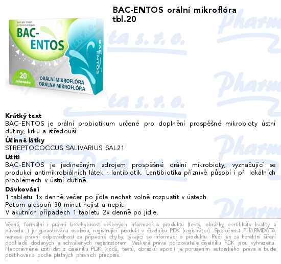 BAC-ENTOS orĂˇlnĂ­ mikroflĂłra tbl.20