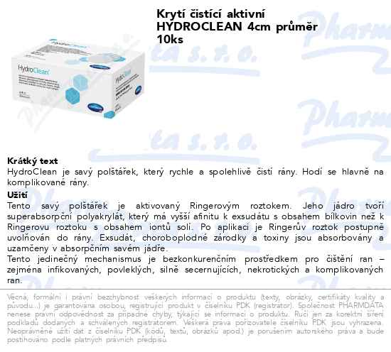 KrytĂ­ ÄŤistĂ­cĂ­ aktivnĂ­ HYDROCLEAN 4cm prĹŻmÄ›r 10ks