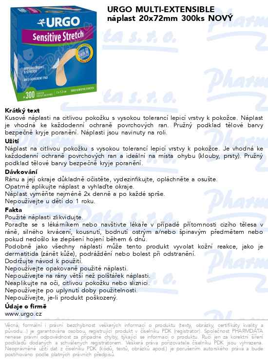 URGO MULTI-EXTENSIBLE nĂˇplast 20x72mm 300ks NOVĂť