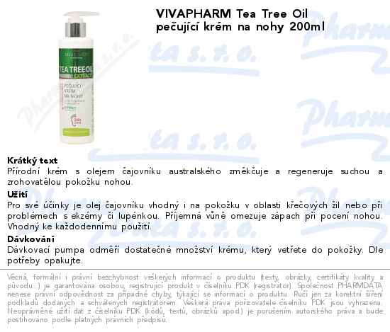 VIVAPHARM Tea Tree Oil peÄŤujĂ­cĂ­ krĂ©m na nohy 200ml