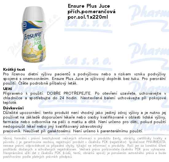 Ensure Plus Juce pĹ™Ă­ch.pomeranÄŤovĂˇ por.sol.1x220ml