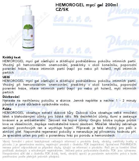 HEMOROGEL mycĂ­ gel 200ml CZ/SK