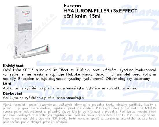 Eucerin HYALURON-FILLER+3xEFFECT oÄŤnĂ­ krĂ©m 15ml