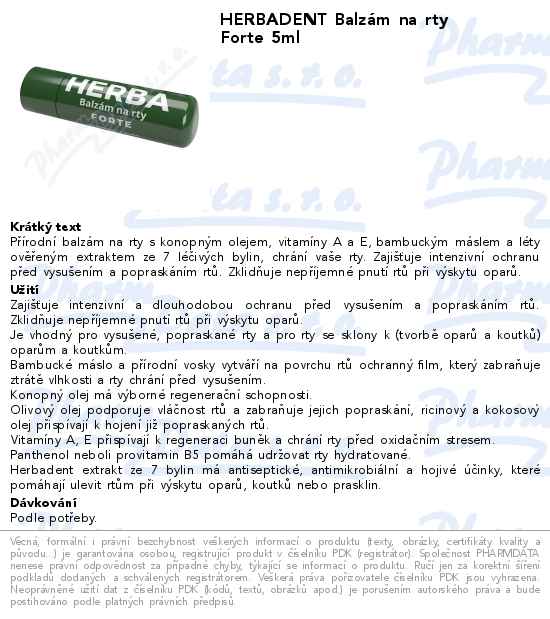 HERBADENT BalzĂˇm na rty Forte 5ml