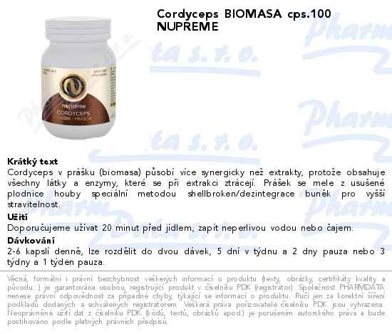 Cordyceps BIOMASA cps.100 NUPREME