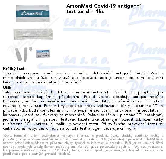 AmonMed Covid-19 antigennĂ­ test ze slin 1ks