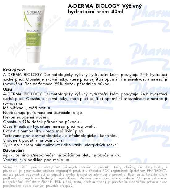 A-DERMA BIOLOGY VĂ˝ĹľivnĂ˝ hydrataÄŤnĂ­ krĂ©m 40ml