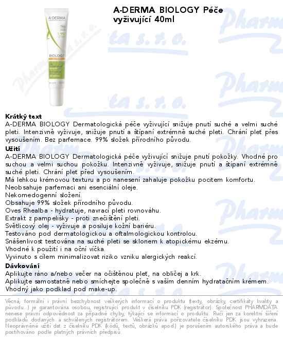 A-DERMA BIOLOGY PĂ©ÄŤe vyĹľivujĂ­cĂ­ 40ml