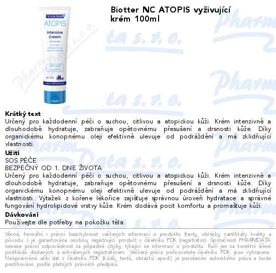 Biotter NC ATOPIS vyĹľivujĂ­cĂ­ krĂ©m 100ml