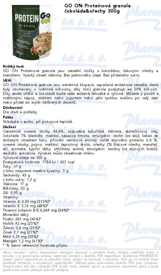 GO ON ProteinovĂˇ granola ÄŤokolĂˇda&oĹ™echy 300g