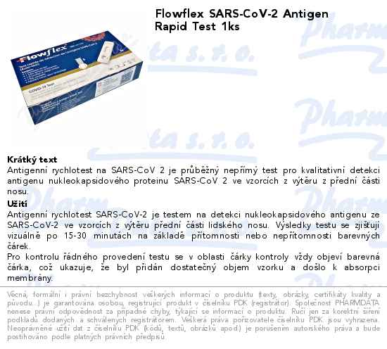 Flowflex SARS-CoV-2 Antigen Rapid Test 1ks