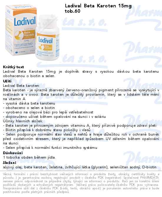 Ladival Beta Karoten 15mg tob.60