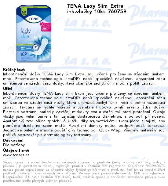 TENA Lady Slim Extra ink.vloĹľky 10ks 760759