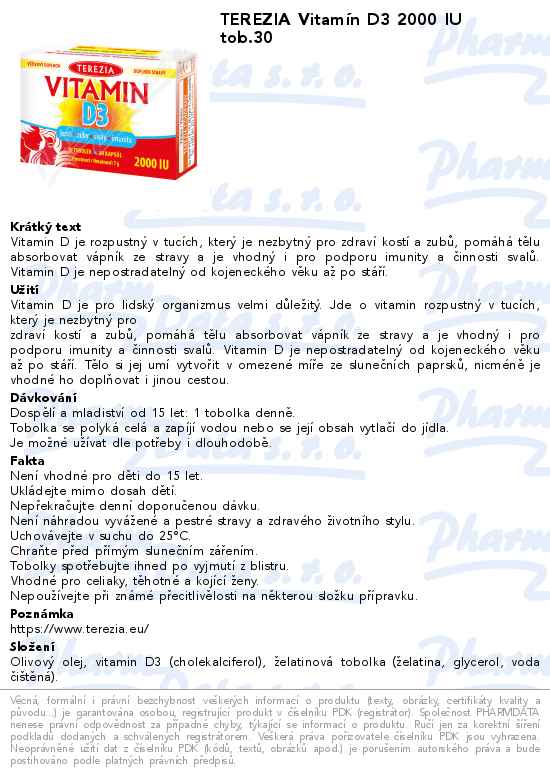 TEREZIA VitamĂ­n D3 2000 IU tob.30