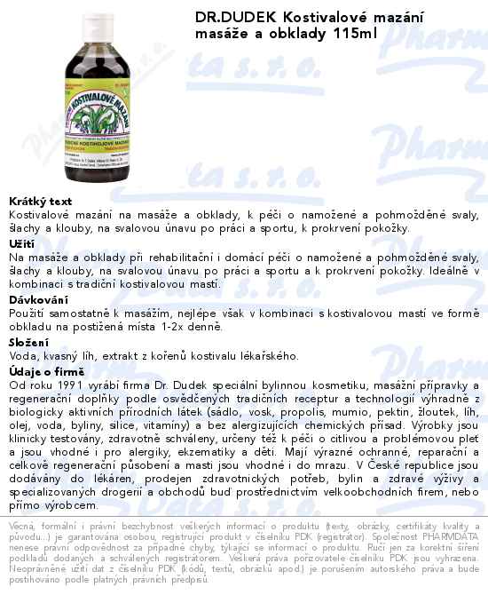 DR.DUDEK KostivalovĂ© mazĂˇnĂ­ masĂˇĹľe a obklady 115ml