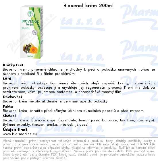 Biovenol krĂ©m 200ml