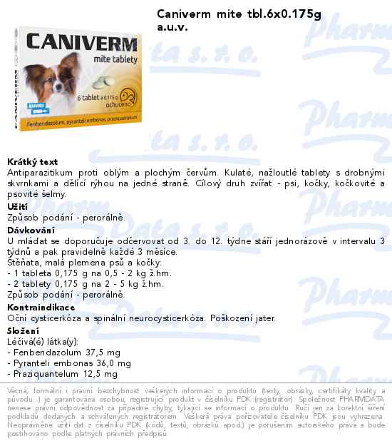 Caniverm mite tbl.6x0.175g a.u.v.