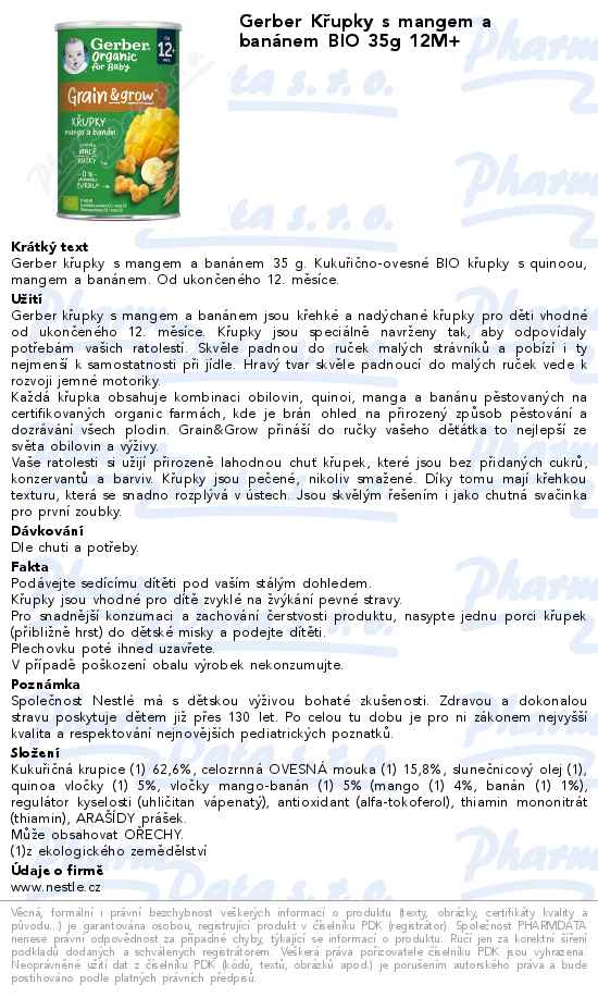 Gerber KĹ™upky s mangem a banĂˇnem BIO 35g 12M+
