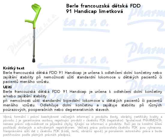 Berle francouzskĂˇ dÄ›tskĂˇ FDD 91 Handicap limetkovĂˇ