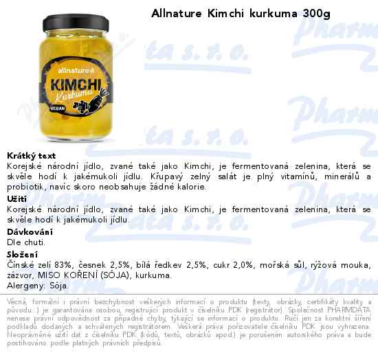 Allnature Kimchi kurkuma 300g