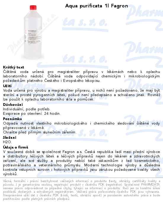 Aqua purificata 1l Fagron