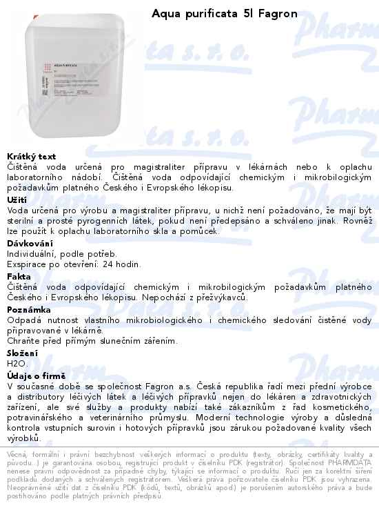 Aqua purificata 5l Fagron