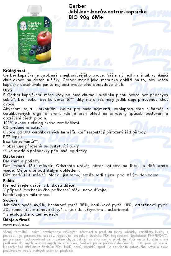 Gerber Jabl.ban.borĹŻv.ostruĹľ.kapsiÄŤka BIO 90g 6M+