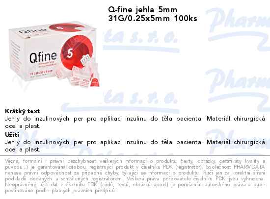 Q-fine jehla 5mm 31G/0.25x5mm 100ks