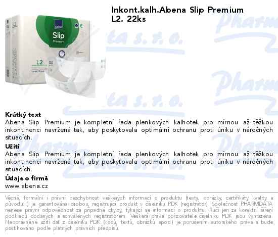 Inkont.kalh.Abena Slip Premium L2. 22ks