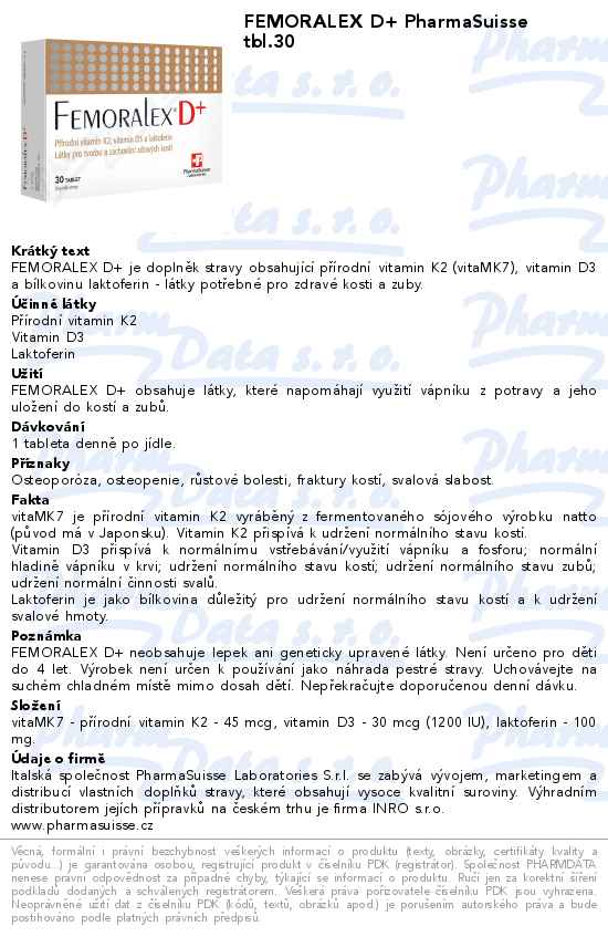 FEMORALEX D+ PharmaSuisse tbl.30