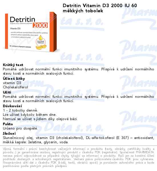 Detritin Vitamin D3 2000 IU 60 mÄ›kkĂ˝ch tobolek