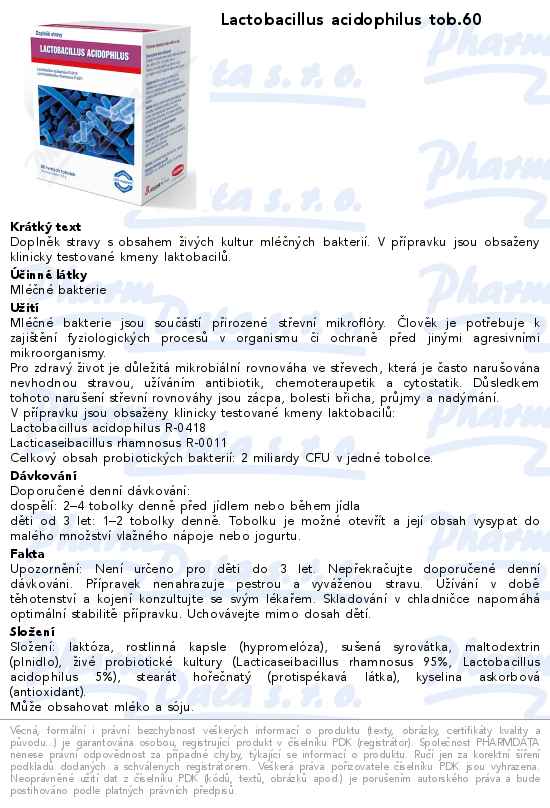 Lactobacillus acidophilus tob.60