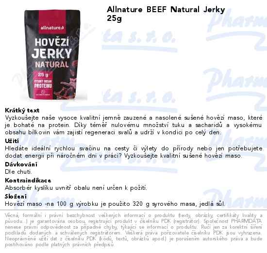 Allnature BEEF Natural Jerky 25g