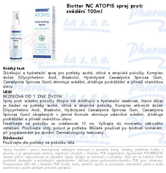 Biotter NC ATOPIS sprej proti svÄ›dÄ›nĂ­ 100ml