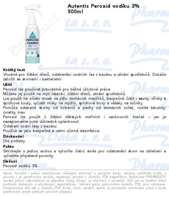 Autentis Peroxid vodĂ­ku 3% 500ml