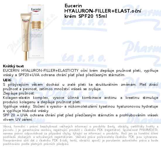 Eucerin HYALURON-FILLER+ELAST.oÄŤnĂ­ kr.SPF20 15ml22