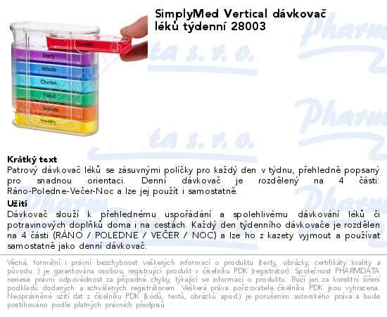 SimplyMed Vertical dĂˇvkovaÄŤ lĂ©kĹŻ tĂ˝dennĂ­ 28003