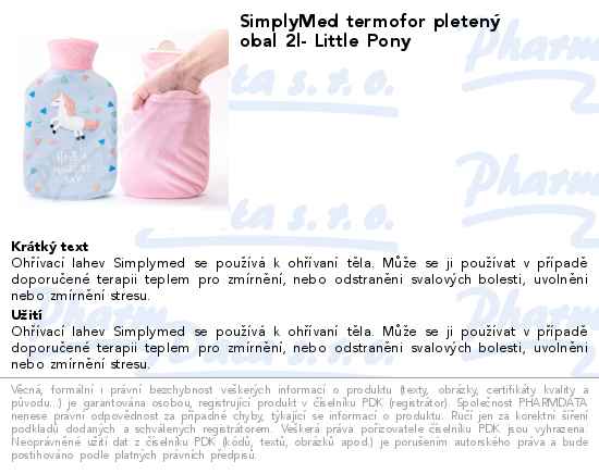 SimplyMed termofor pletenĂ˝ obal 2l- Little Pony