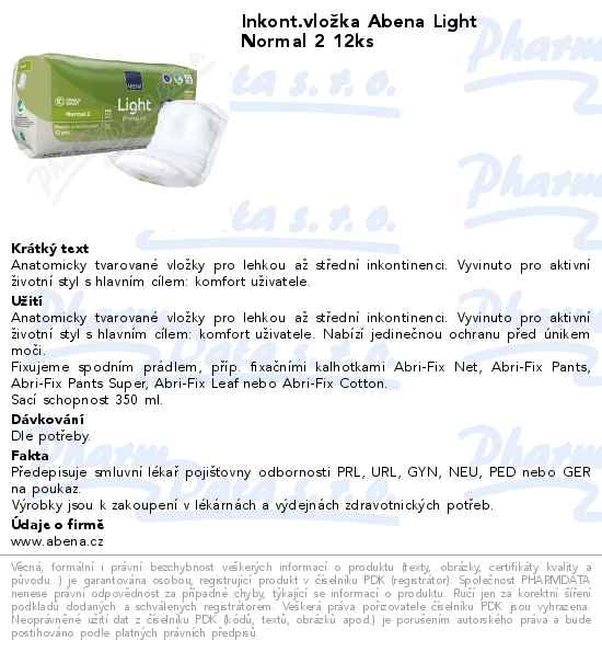 Inkont.vloĹľka Abena Light Normal 2 12ks
