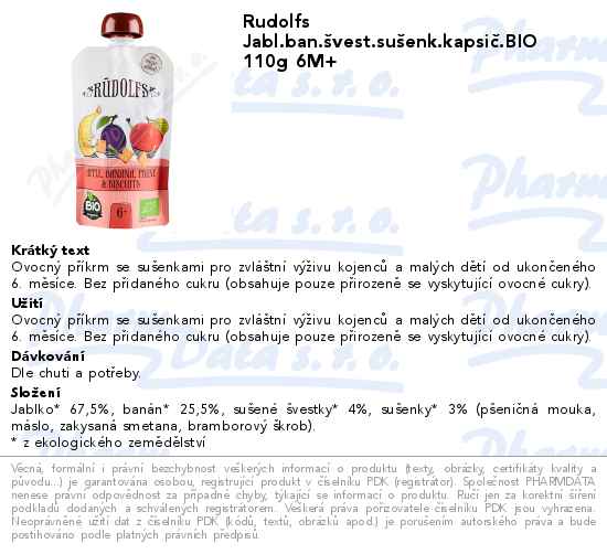 Rudolfs Jabl.ban.Ĺˇvest.suĹˇenk.kapsiÄŤ.BIO 110g 6M+