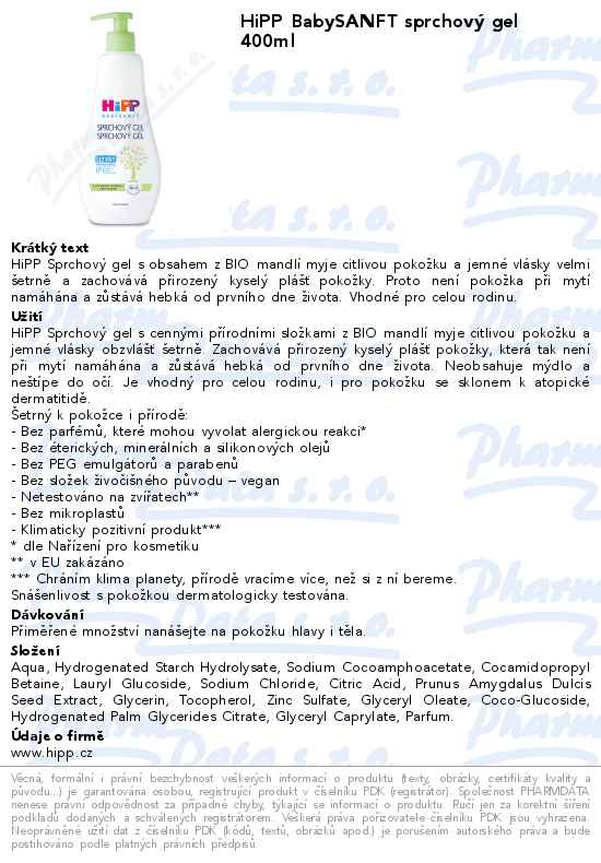 HiPP BABYSANFT SprchovĂ˝ gel 400ml