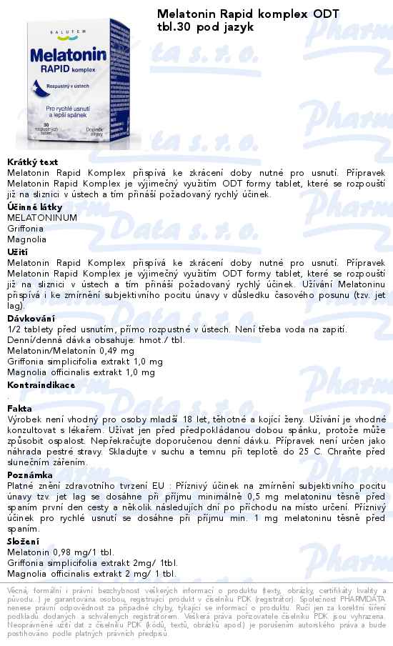 Melatonin Rapid komplex ODT tbl.30 pod jazyk