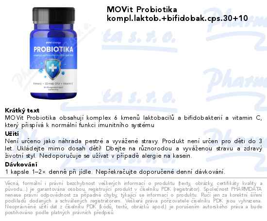MOVit Probiotika kompl.laktob.+bifidobak.cps.30+10