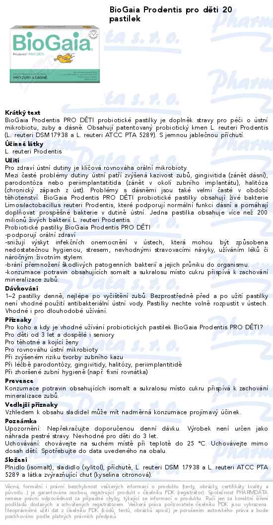BioGaia Prodentis pro dÄ›ti 20 pastilek
