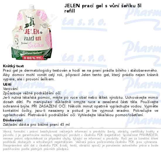 JELEN pracĂ­ gel s vĹŻnĂ­ ĹˇeĹ™Ă­ku 5l refill