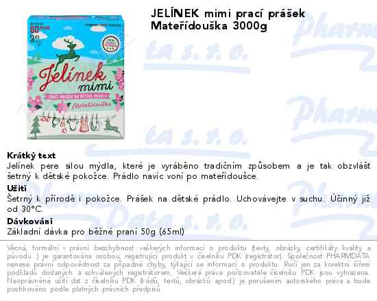 JELĂŤNEK mimi pracĂ­ prĂˇĹˇek MateĹ™Ă­douĹˇka 3000g